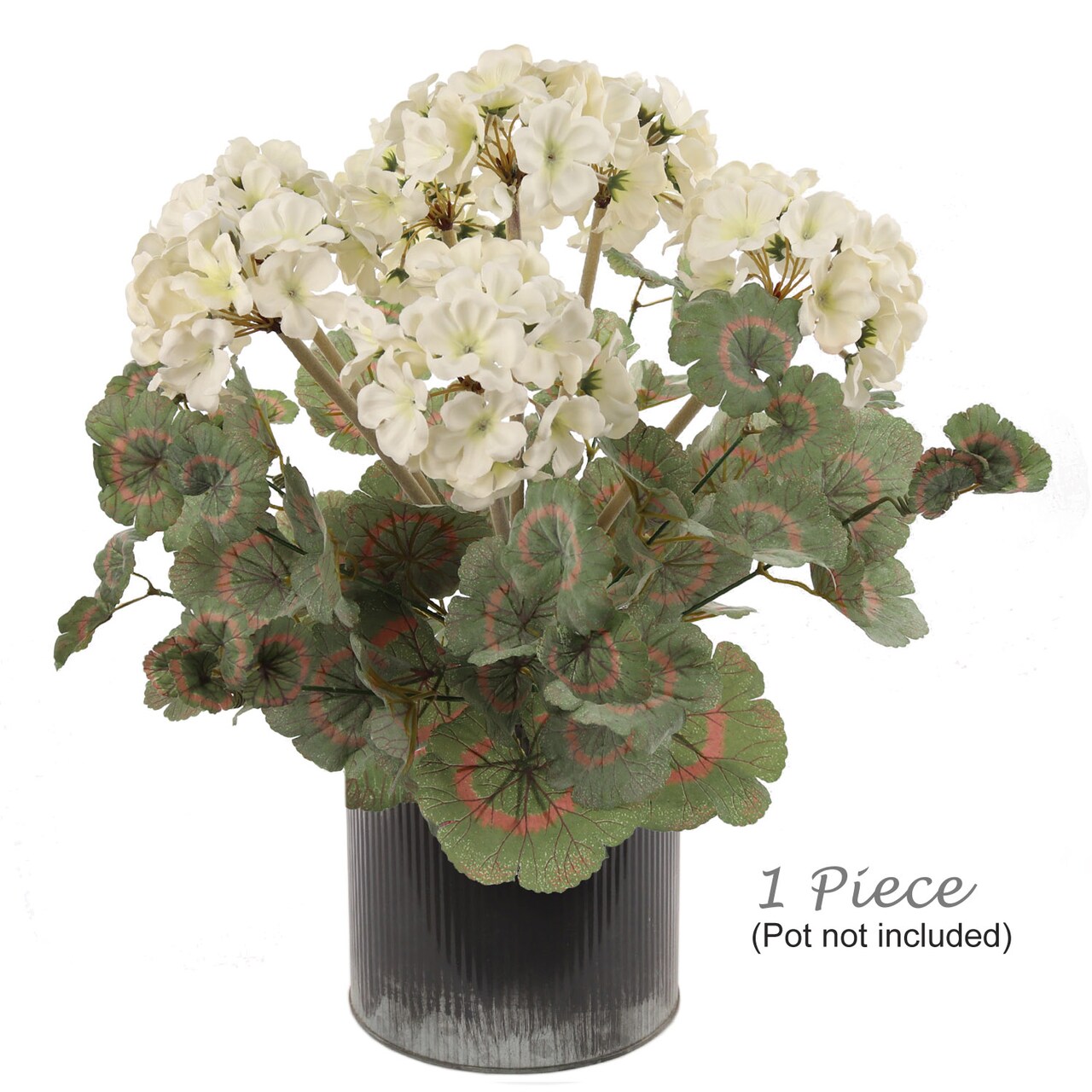 White Geranium Bush 18" Silk Plant | UV-Resistant Indoor/Outdoor Décor | 7-Bloom Floral Home®